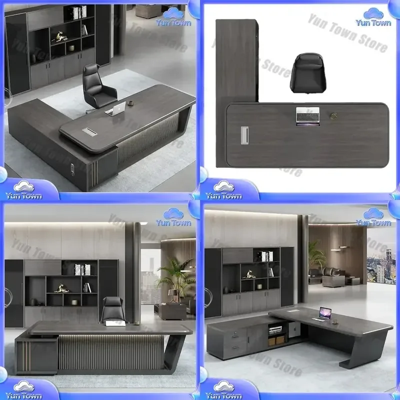 L Shape Office Desk for 2026 Modern Executive Office Furniture MDF Wooden Manager CEO Boss Desk Comfortable Workstation