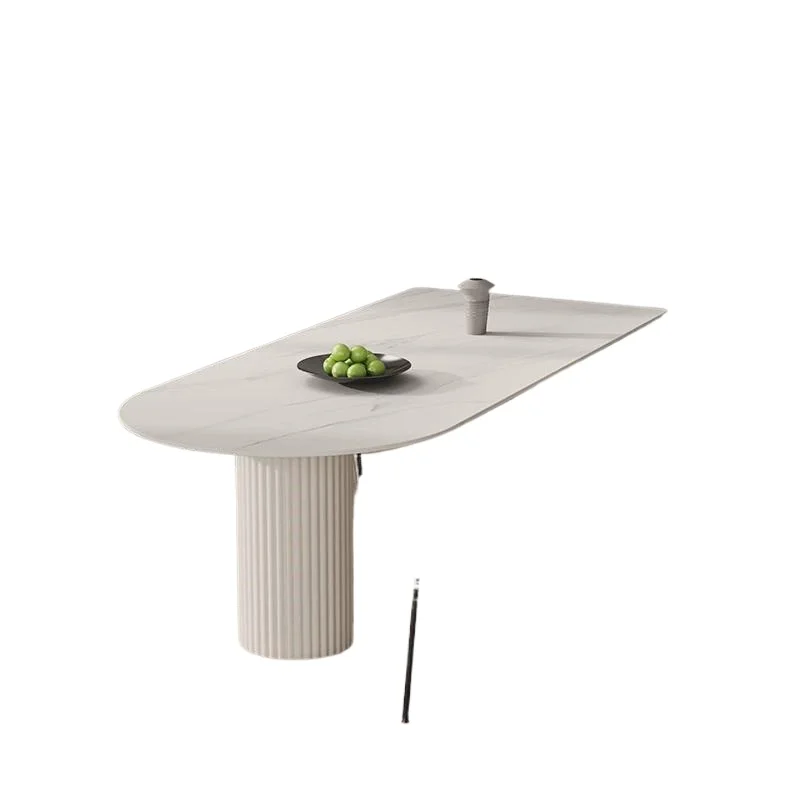 

Dining table bright rock slab island dining table light luxury modern oval simple integrated dining table and chair