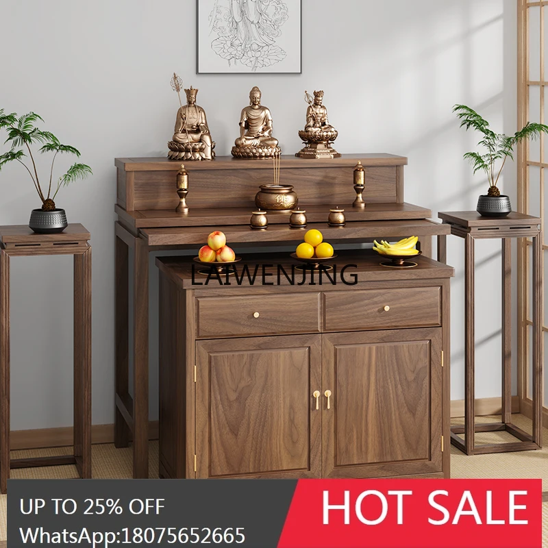 

SGF solid wood table incense case Buddhist hall black walnut simple altar cabinet
