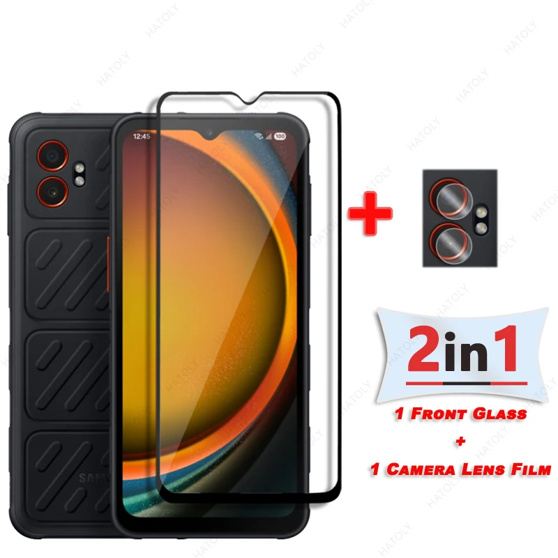 

For Samsung Galaxy XCover7 Pro Black Edge Protective Film For Samsung XCover7 Pro Tempered Glass Screen Protector Camera Film