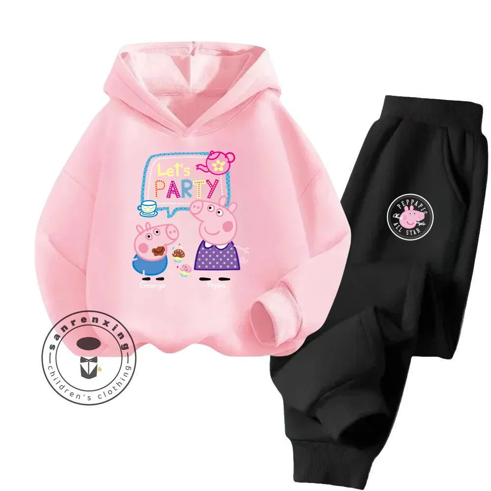 Chic Peppa Long Sleeve Clothing That Mix Elegance and the Playful World of Peppa Pig Children\'s High Cost Performance Hoodie Set