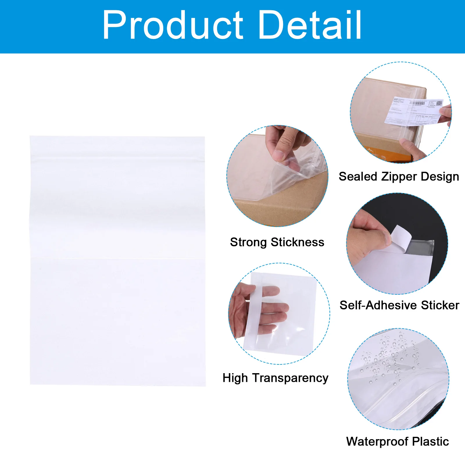 50/100 قطعة قائمة التعبئة واضحة المغلف البلاستيك مقاوم للماء المغلقة ذاتية اللصق الجانب تحميل البريدية فاتورة تسمية الحقيبة الأكمام