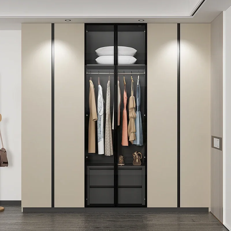 Modern luxury wardrobe One door to the top of household bedroom Simple four door six door wardrobe