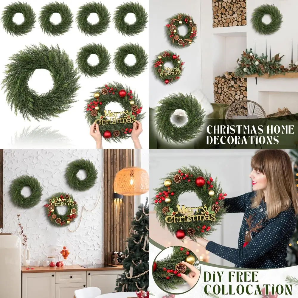 

Искусственные рождественские венки, 14-дюймовый зеленый набор венков «сделай сам» для праздничных украшений для дверей и окон