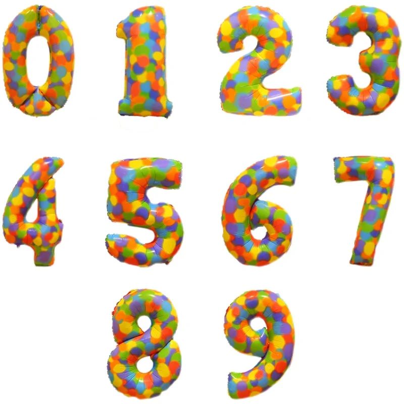 32inch Rainbow Dot Number Balloon 0-9 Gradient Aluminum Balloon Baby Shower Christmas Wedding Birthday Party Decoration Supply