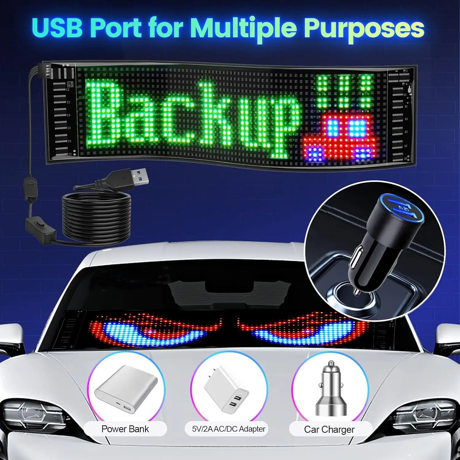 

Programmable FPCB Flexible LED Matrix Panel Scrolling Animation Message Display with APP Control for Car Shop Bar Festival
