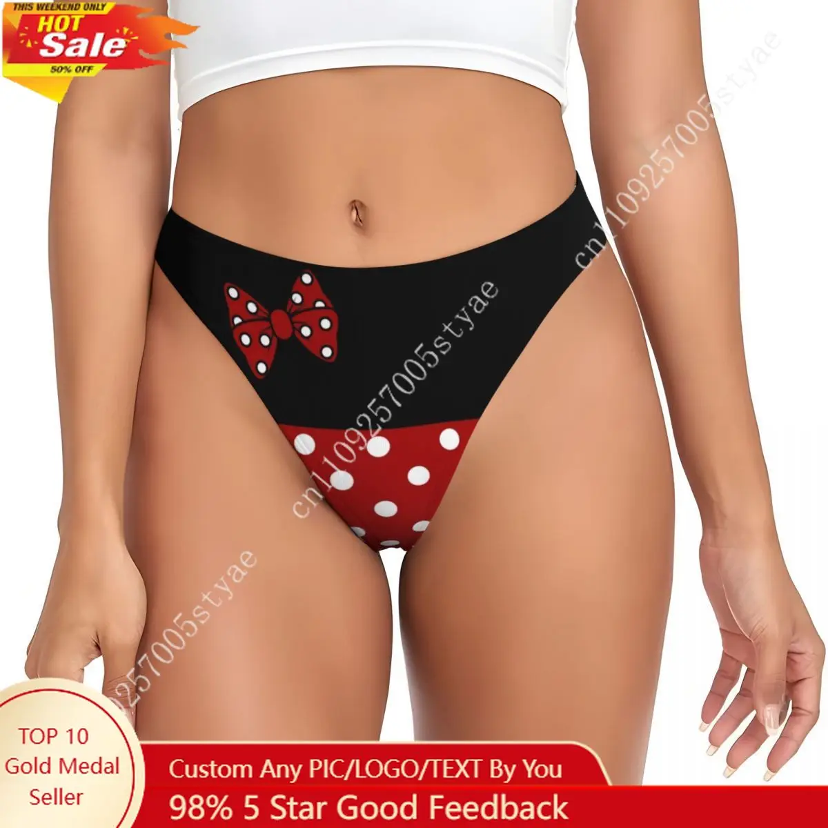 

Custom Diy Cute Cartoon Minnie Character G-string Panties Women Breathable Thong Underwear
