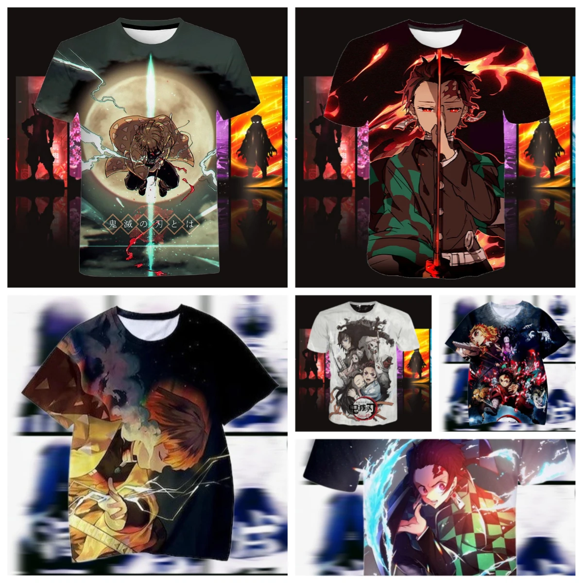 

Лето 2025 г., хит продаж, аниме Ghost Annihilation Blade Infinite City Showdown Series, футболка для взрослых и детей, модный топ, повседневный
