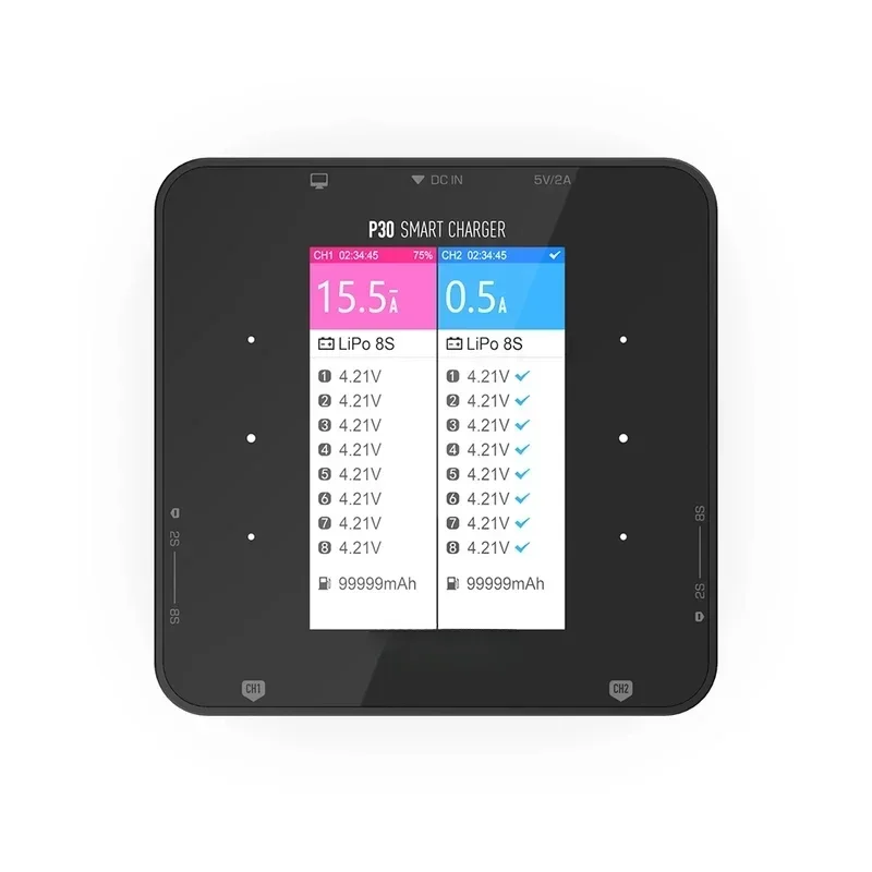 

P30 1000 WX2 30AX2 High Power Dual Channel Snychronous BattGo Battery BalanceDischarger 1-8S Lipo Ba