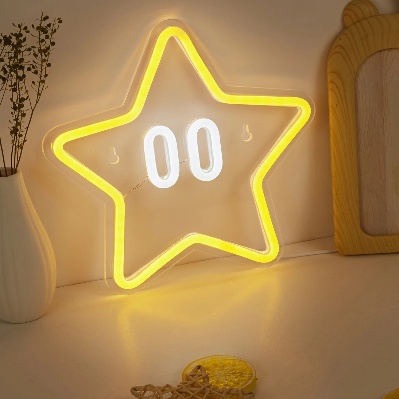 Chi-Buy 1PC 만화 별 모양 LED 네온 사인 USB 전원 벽 장식 불빛 표지판 파티, 결혼식에 적합