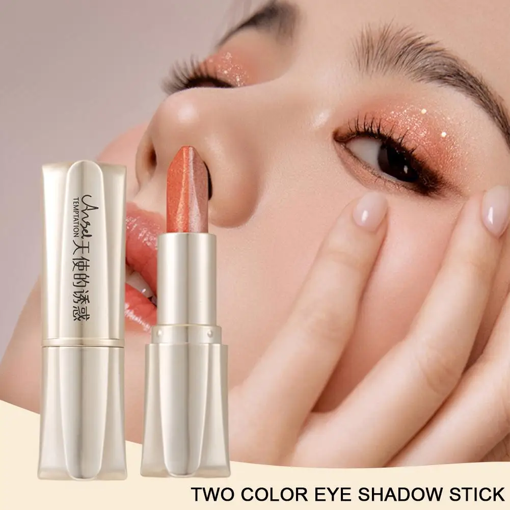 2 in 1 doppelte Farbverlauf Samt Lidschatten Stick Make-up wasserdicht profession elle dauerhafte Lidschatten faul schimmernde Augen u8a4