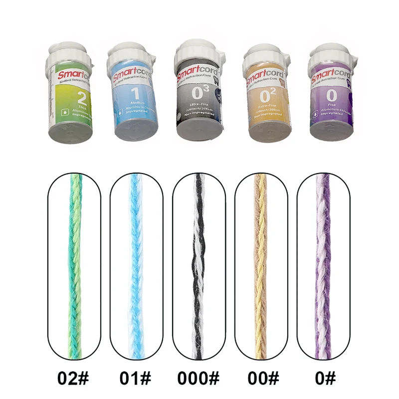 

Dental Retraction Cord 5 Sizes 03 02 0 1 2, Disposable Gingival Knitted Cotton Thread for Gum Line Dentist Material