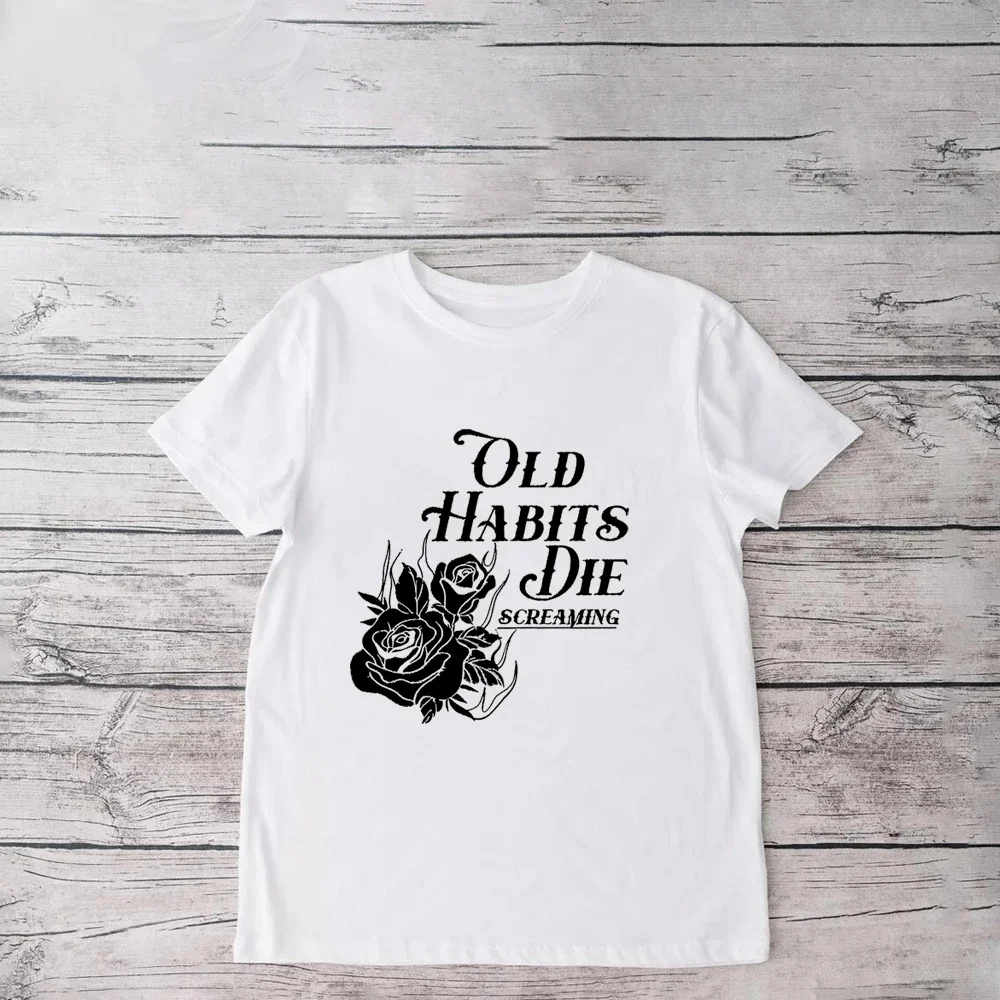 Music Album tshirt Old Habits Die Screaming The Tortured Poets Department Black Dog TTPD Tee Women's Graphic Top Casual shirt