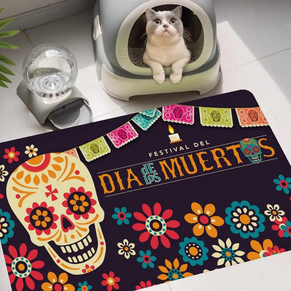 Mexico Day of The Dead Sugar Skulls Floor Mat Carpet Room Bedroom Decoration Balcony Anti-Slip Doormat Living Room Decor Mat