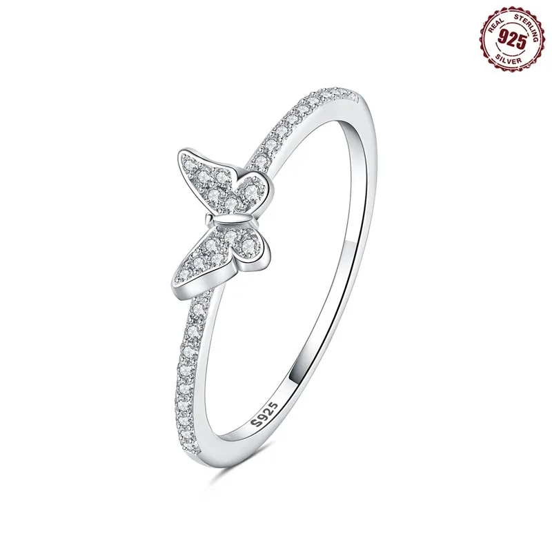 

Новое кольцо-бабочка из 100% стерлингового серебра 925 пробы, серия насекомых, роскошное тонкое кольцо с цирконом, оригинальные ювелирные изделия, подарки на годовщину для женщин