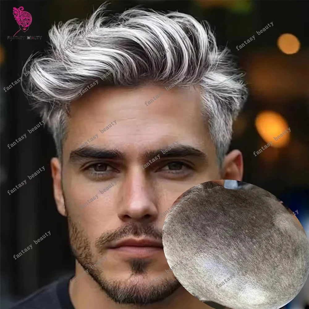 30MM Wavy 1b80 1b65 1b40 Human Hair Men's Toupee Natural Hairline Durable 0.1mm PU Base Micro Skin Male Wig Prosthesis Capillary