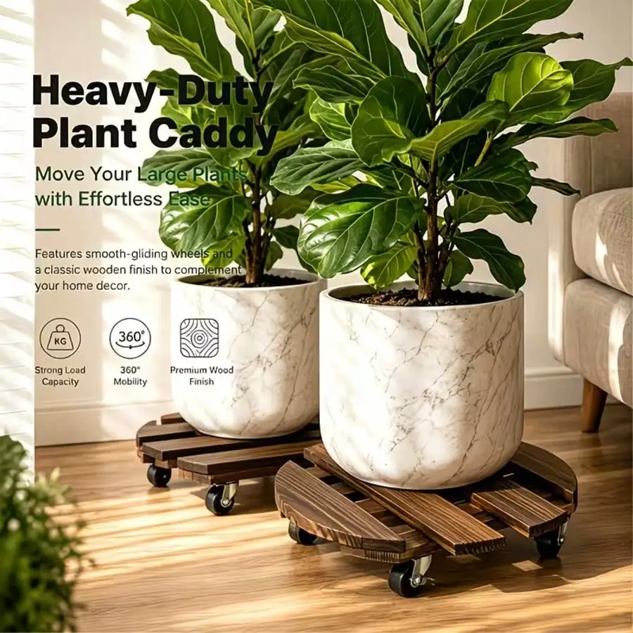 2-Pack Adjustable Heavy Duty Plant Caster With Wheels - 10-12 Inch Plant Stand With Locking Casters, 200 Lbs Capacity Mobile Plant Stand / Caddy / Wheels For Indoor & Outdoor Large Pots And Planters
