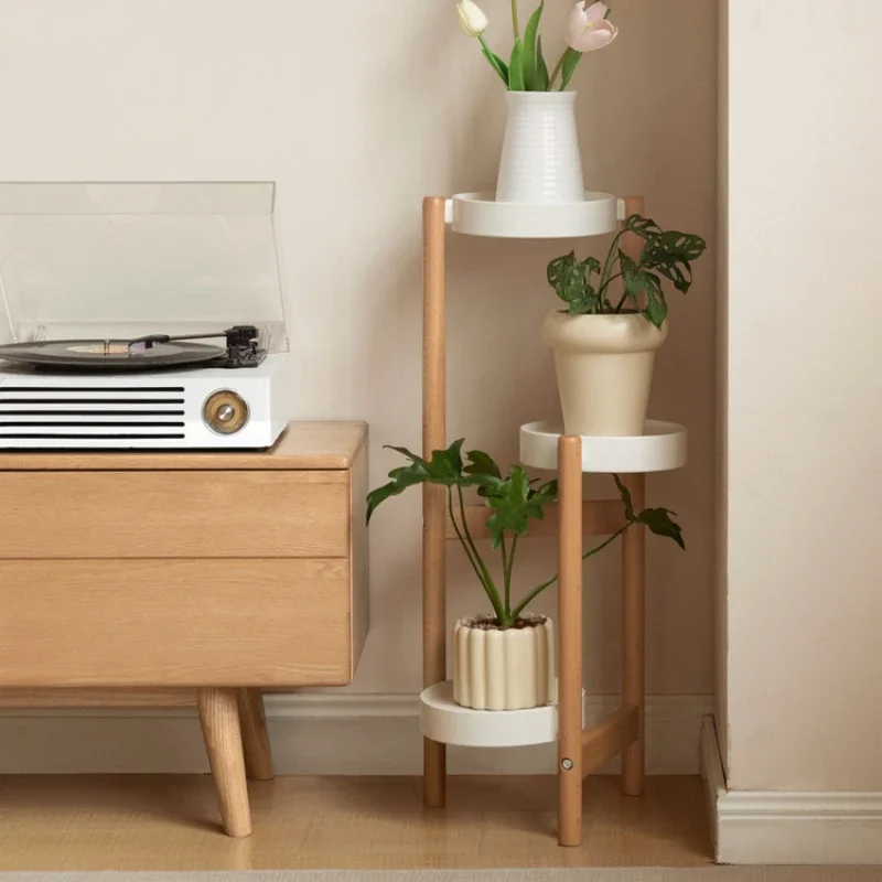 

Многоуровневая подставка для растений из массива дерева, треугольная усиленная полка для цветов, многослойная комнатная полка для трав, органайзер для балкона и сада