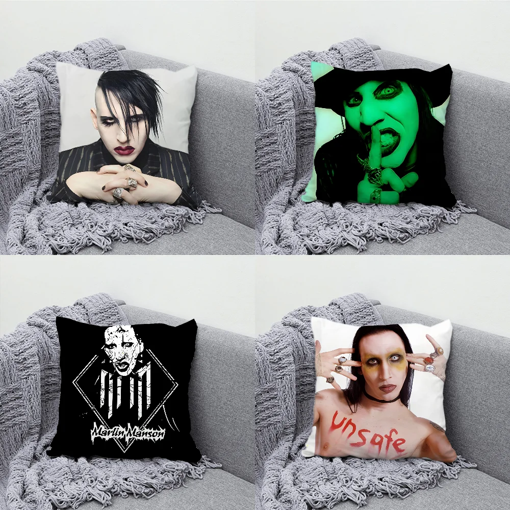 M-Marilyn M-Manson Singer Pillow Case Soft Cushion Cases for Farmhouse Sofa Decor Home Decorations and Protector Pillow Case