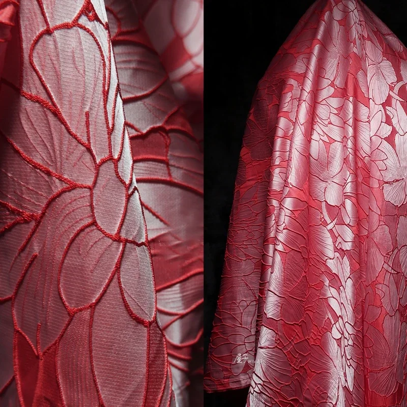 

Lotus Leaf Pattern Jacquard Fabric for Dress Hanfu Cheongsam Chinese Style Designer Fashion Apparel Diy Sewing Cloth Material