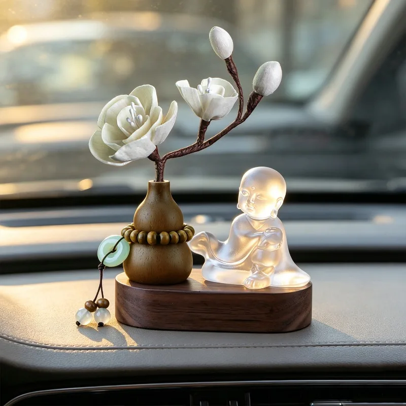 Deer Peace Car Dashboard Ornament Gourd Floral Car Fragrance Holder Auto Interior Decor
