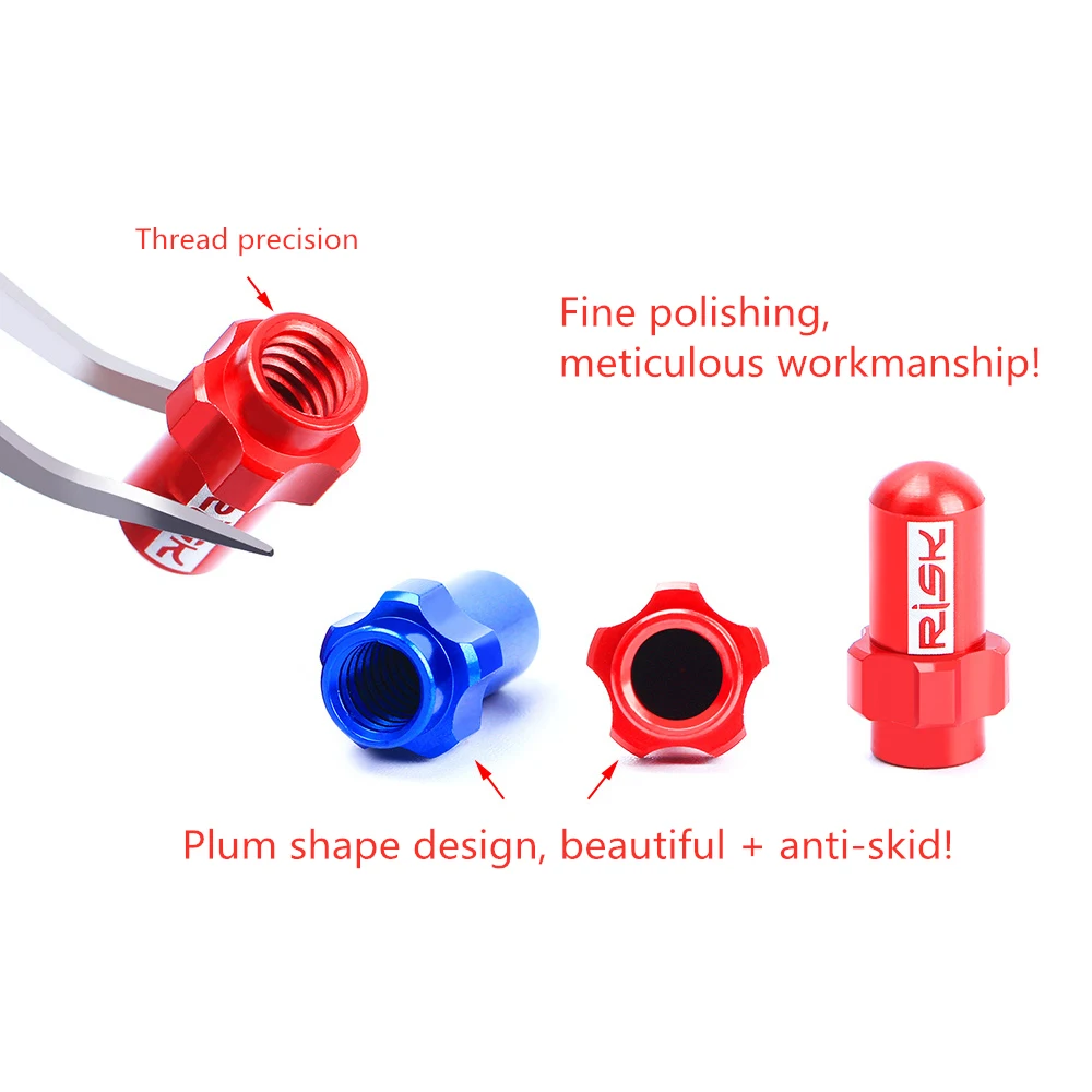 2pcs/box RISK Lightweight Aluminum Alloy Mountain Road Bike Bicycle Tire FV AV Presta Schrader Valve Cap Dust Cover