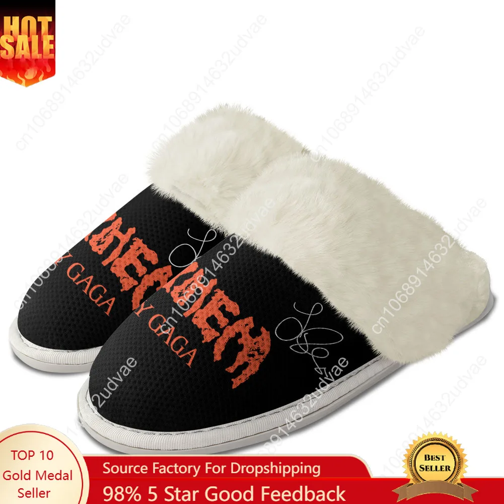 

Lady Gaga Plush Slippers Keep Warm Shoes Mens Womens Home Cotton Bedroom Customized Thermal Lightweight Slipper DIY