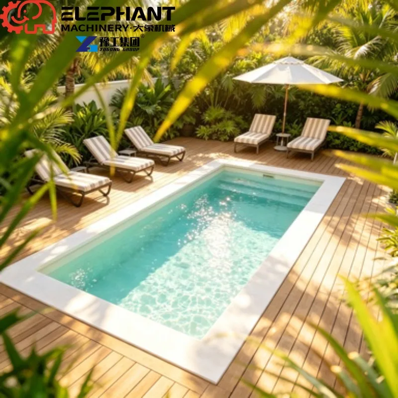 Square In-ground Swimming Pool Kit For Sale, Ground Pool Equipped With Fountain And Waterfall Feature