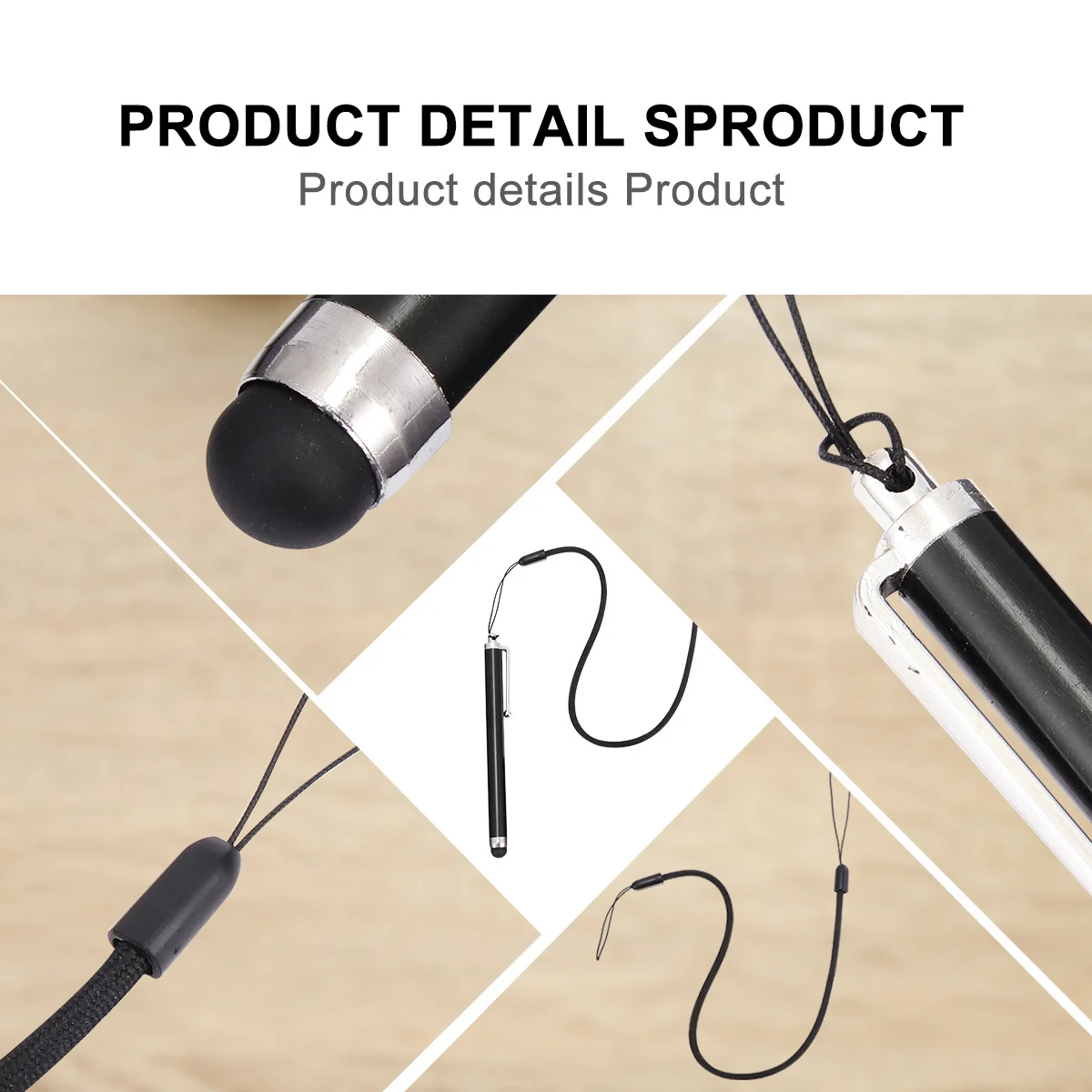 5Pcs Capacitive Touch Screen Pen Silicone Tip Metal Stylus Anti-Lost Lanyard for Phone Tablet Lightweight Writing Drawing Tool