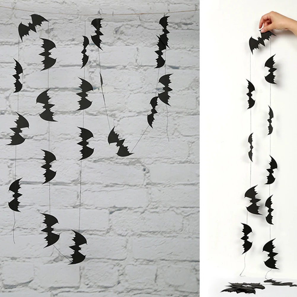 

1pc Halloween Bat Banner Bunting Party Decorations Hanging Banner Bat Shape Festive Atmosphere Indoor Outdoor Decor