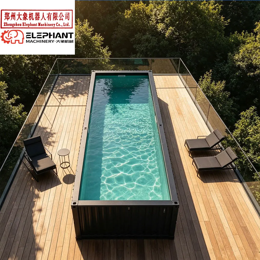 Piscina Prefabricada Económica Comsize de Bajo Costo, Contenedor Móvil de Fibra de Vidrio y Acero Inoxidable con Área de Estancia