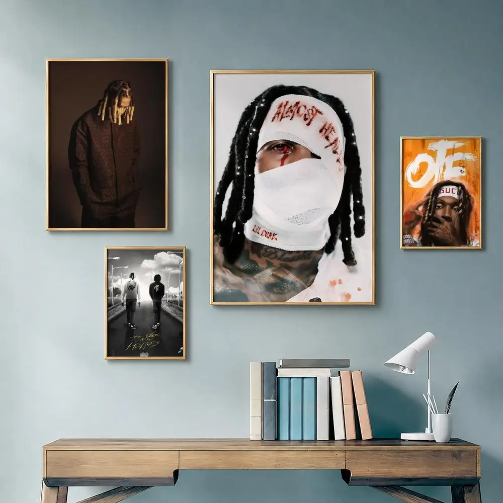 Famous Rapper L-Lil DurkS Poster Vintage Retro Anime Poster Stickers Peel and Stick Wall Art Home Decor
