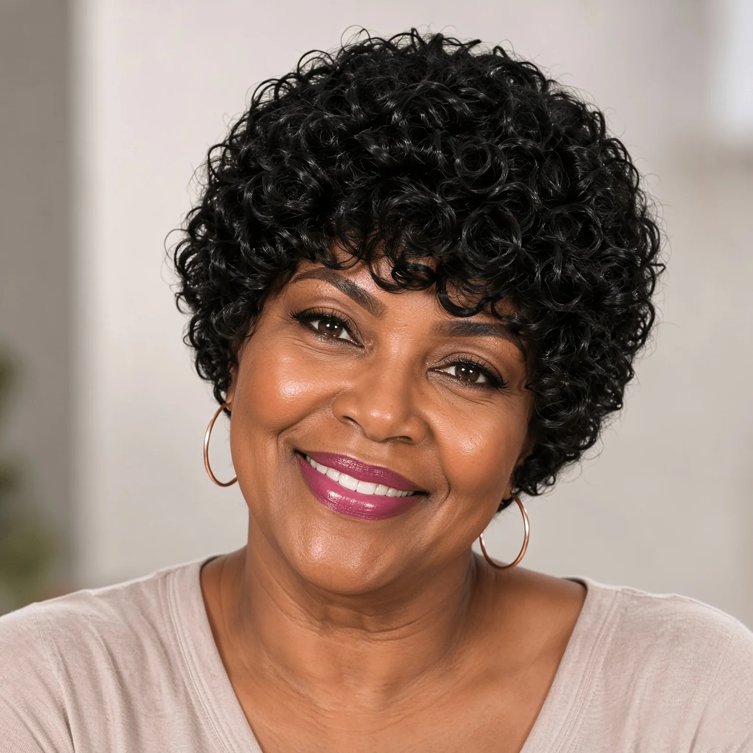 Short Curly Bob Human Hair Wigs for Women Loose Curls with Bangs Wear And Go, Pixie Cut Curly Wig Full Machine Made Human Hair