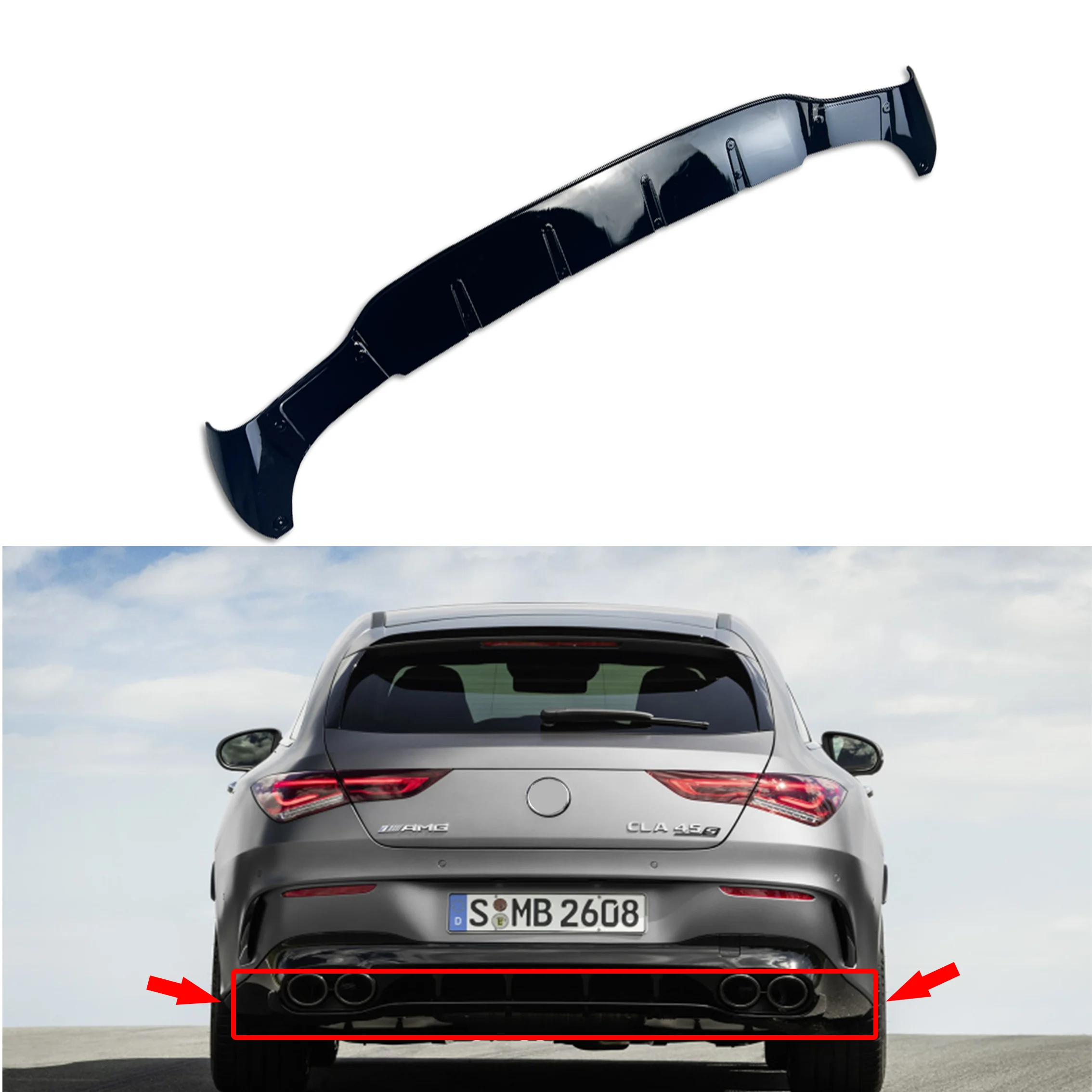 Black Car Styling Rear Bumper Lip Diffuser Spoiler Splitter for Mercedes Benz W118 C118 CLA35 CLA45 AMG Line 2019 2020 2021 2024