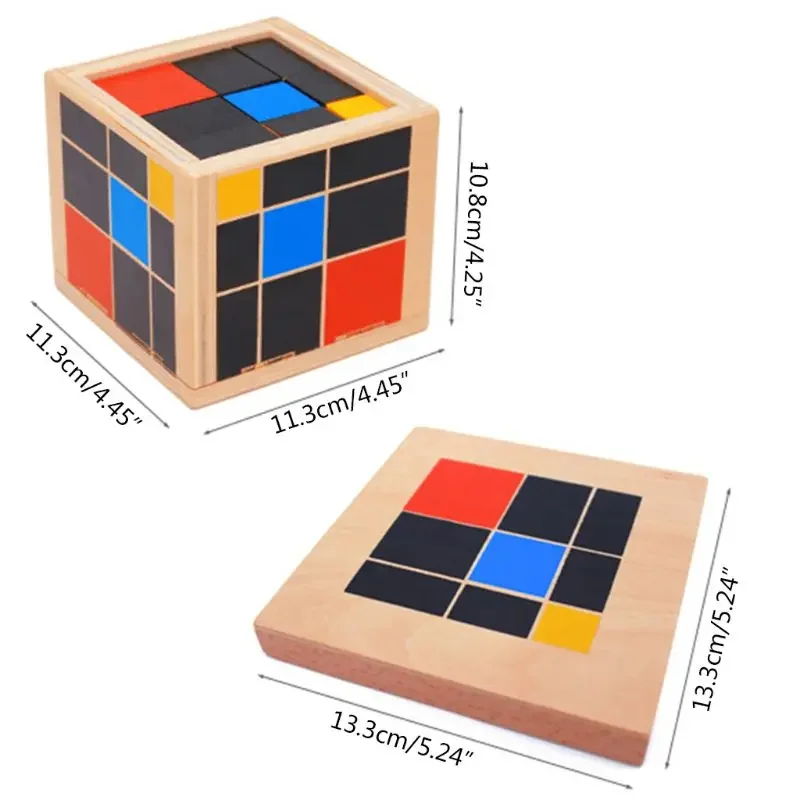 Early Learning Educational Toys Montessori Wooden Trinomial Cube for Toddlers