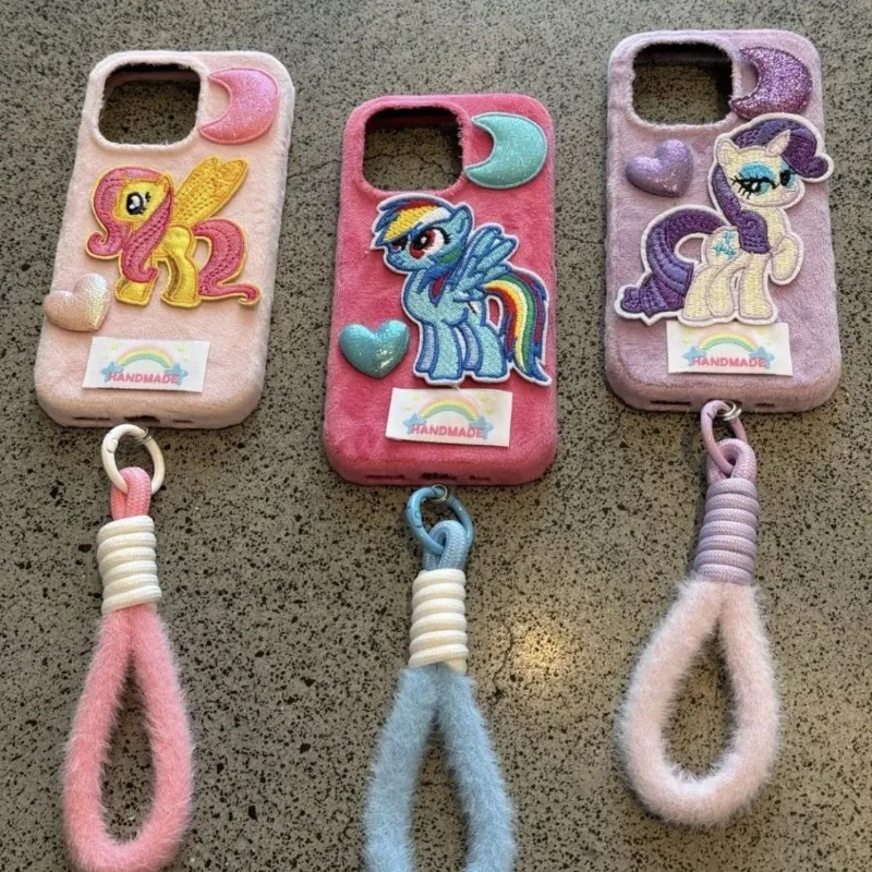 Kawaii Hasbro My Little Pony Twilight Sparkle Phone Case Rainbow Dash Suitable for 16 15 Pro Max Plush Anti Drop ProtectiveCover