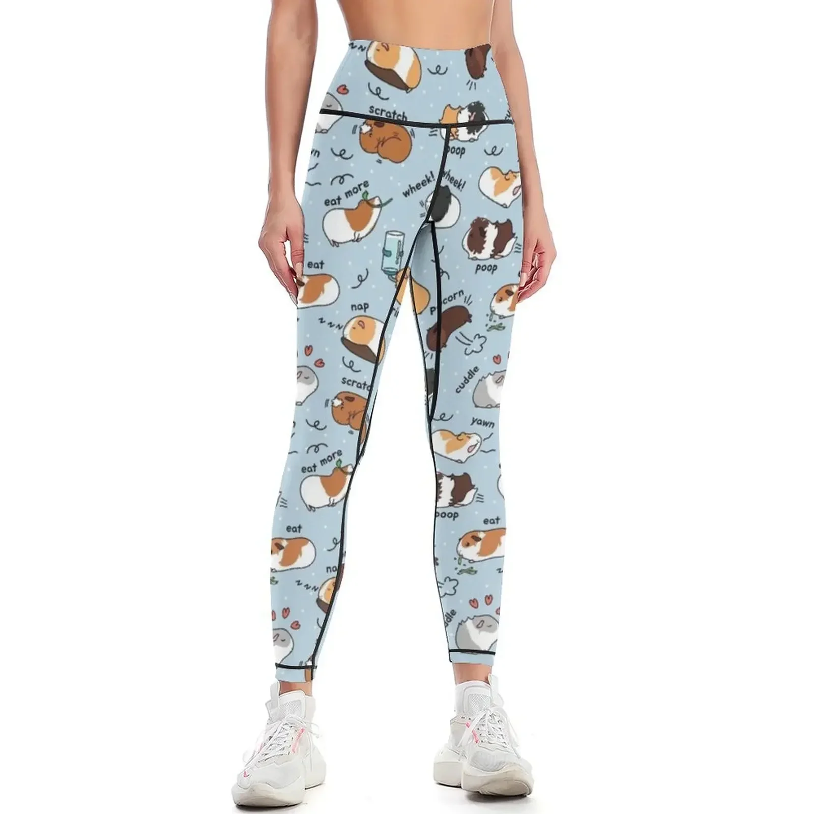 

Guinea Pig Daily To-Do List - Blue Background Leggings Women's high waist active wear gym wear Womens Leggings