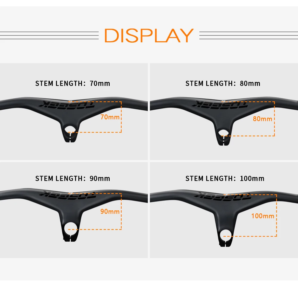 TOSEEK Mtb Handlebars And Stem 28.6mm-17Degree Carbon Integrated Handlebar For Mountain Bike 660~80070/80/90/100mm Bicycle Parts