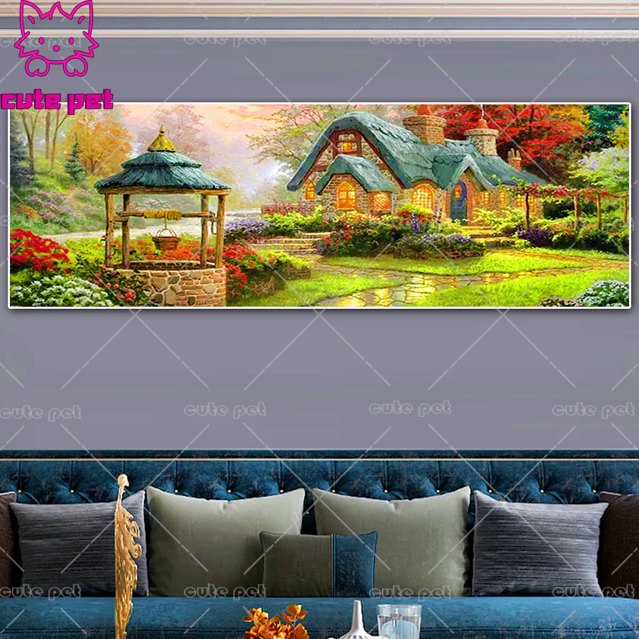 5d DIY Diamond Painting Village natural scenery Full round Drill Diamond Embroidery Cross Stitch Sale Home Decor Handmade large