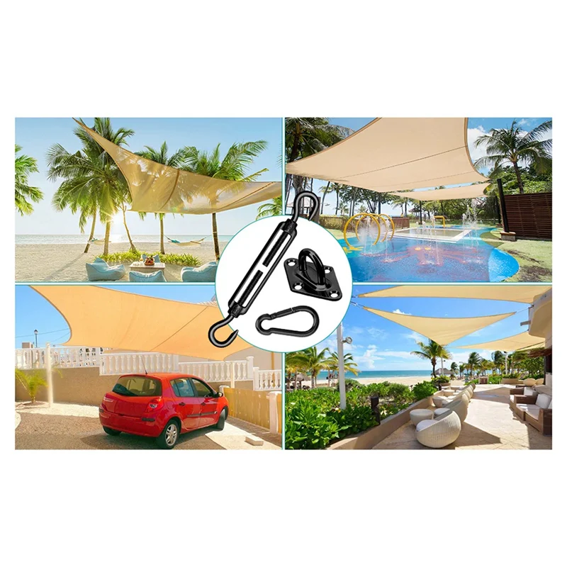 

AB15-44 Pcs Sun Shade Sail Hardware Kit For Triangle Rectangle Sun Shade Sail Installation,For Patio, Garden Outdoors
