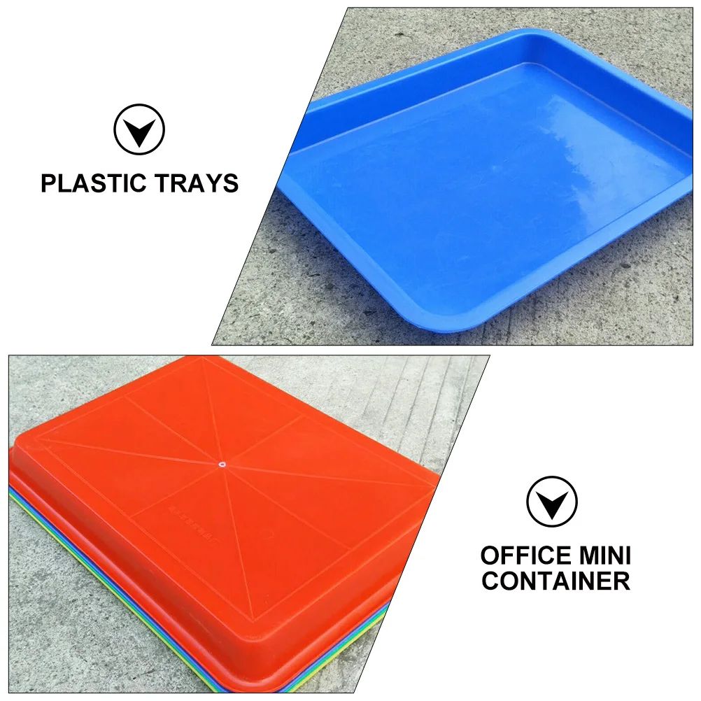 

6pcs Plastic Storage Tray Rectangular Organizer Container For Kids Sand Blocks Beads Art Classroom Home Kindergarten Stackable