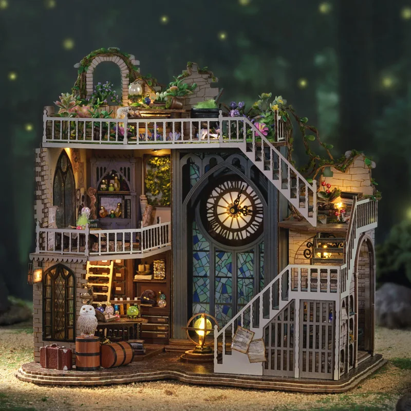 

DIY Magic House Wooden Dollhouse Miniature With Furniture Kit Doll House Assemble Toy for Children Adult Christmas Gift Casa