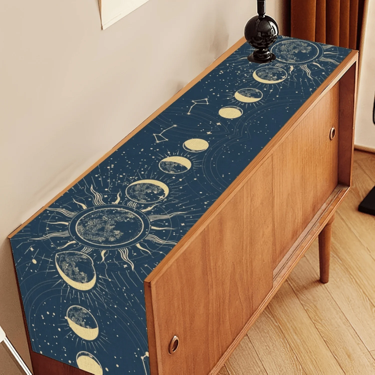 2026 Celestial Moon Phase Print Table Runner, Astrology Style Decorative Runner For Dining Table, Living Room, Party And Home De