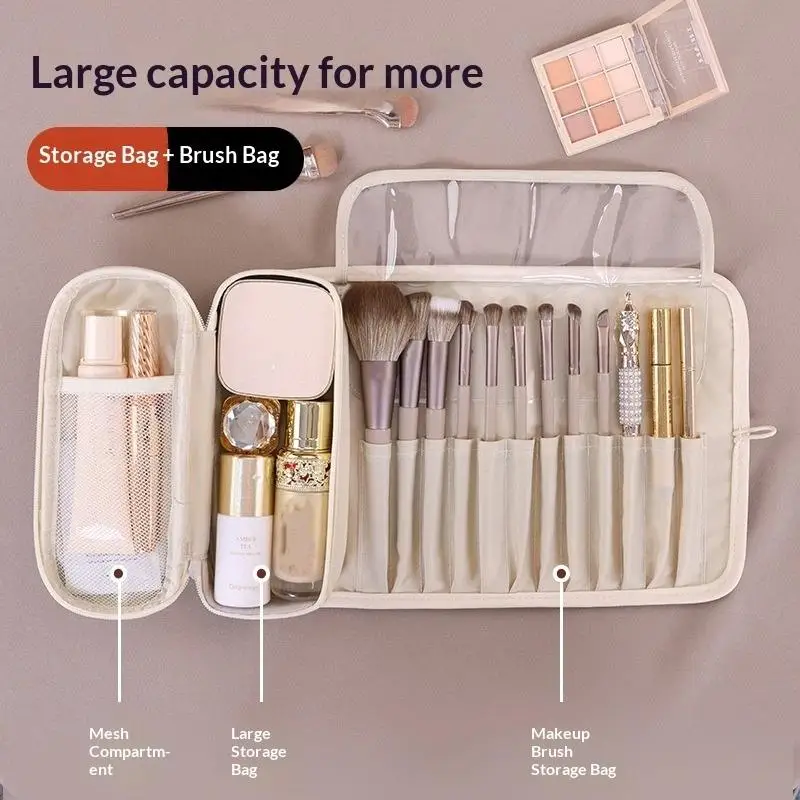 Große Multifunktionale Kosmetiktasche, Reise-Make-up-Pinsel-Tasche für Damen, Modische Tragbare Faltbare Beauty-Aufbewahrungstasche – Detail 8