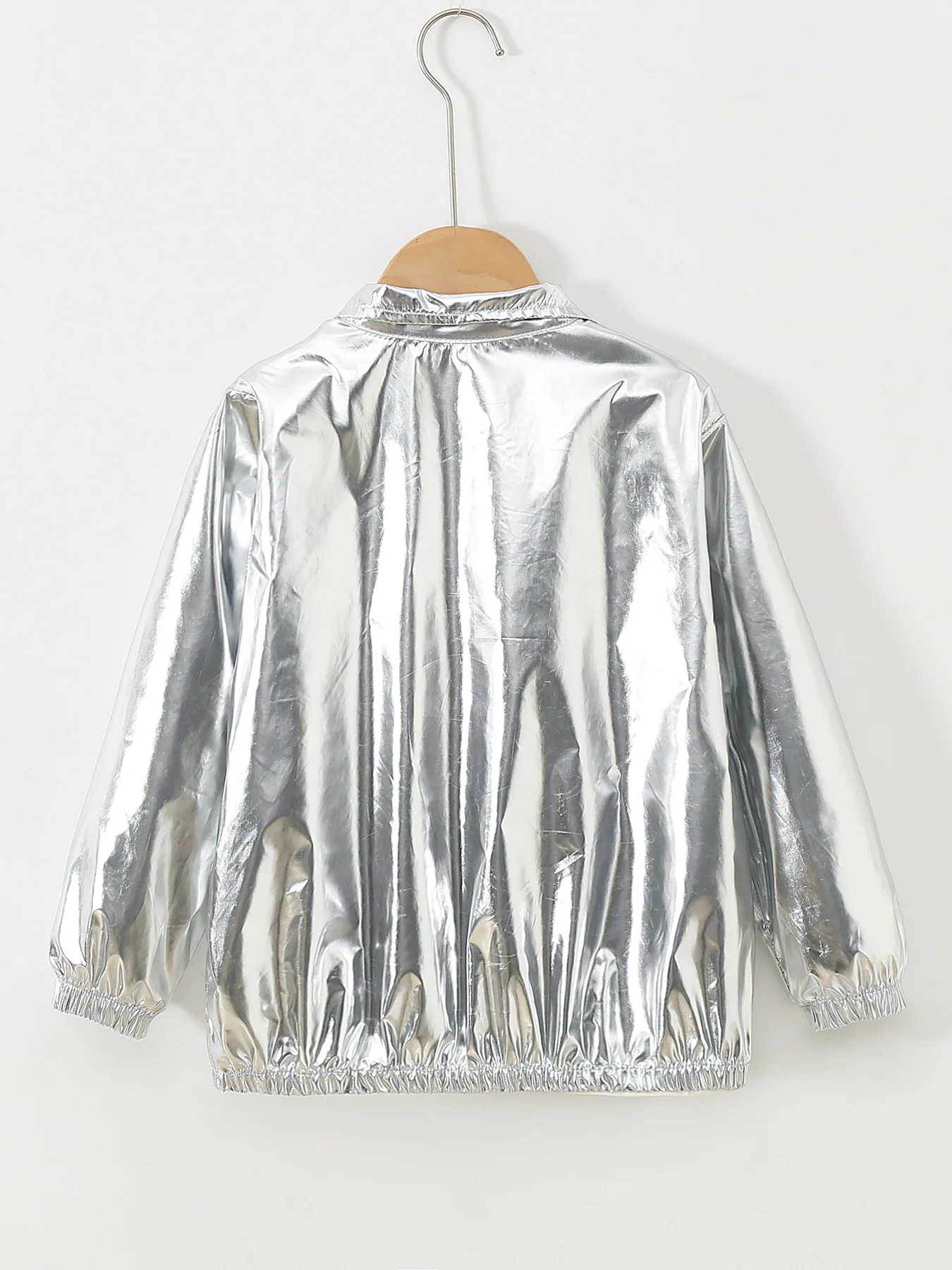 Mädchenjacke für 5-12 Jahre, Herbst, dünn, farbenfroh, glänzend, wasserdicht, Reißverschluss, Revers, Mädchen-Oberbekleidung, neue Kinderkleidung – Detail 4