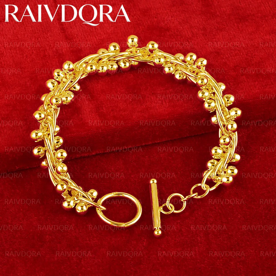 18K Gold Plated Grape Bead Bracelet TO Buckle For Women's Fashion Trendy Jewelry Simple Generous Holiday Gifts