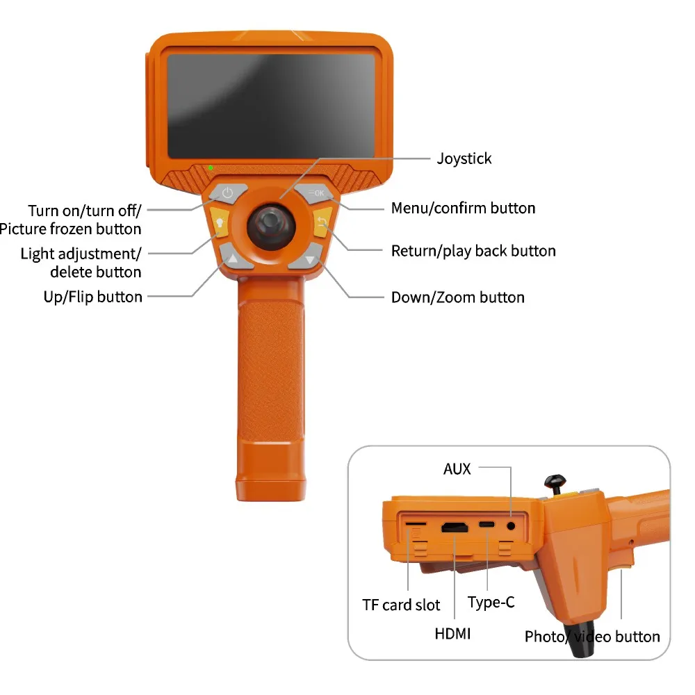 2024 New Product VS-LA Handheld Industrial Borescope, Small Diameter 2.8mm Endoscope, 360 Degree  Inspection Video Endoscope