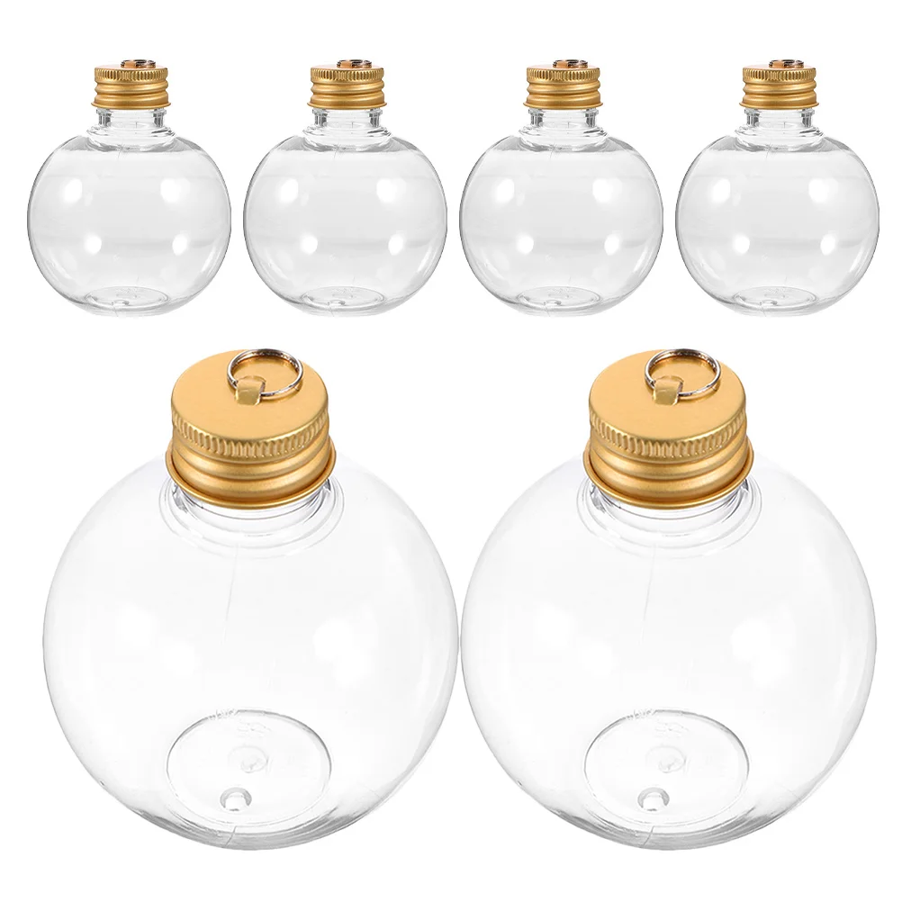 

6pcs Clear Fillable Ornament Bottles 150Ml Transparent Round Hanging Containers For Christmas Wedding Party Drink Ball