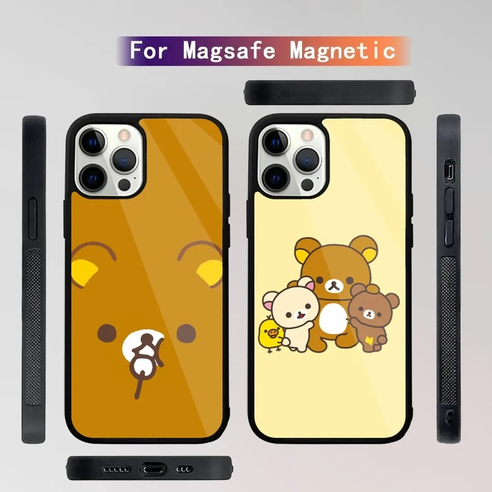 Cute R-Rilakkuma Bear Phone Case For iPhone 15,14,13,12,11,Plus,Pro,Max Mini Magsafe Magnetic Wireless Charging