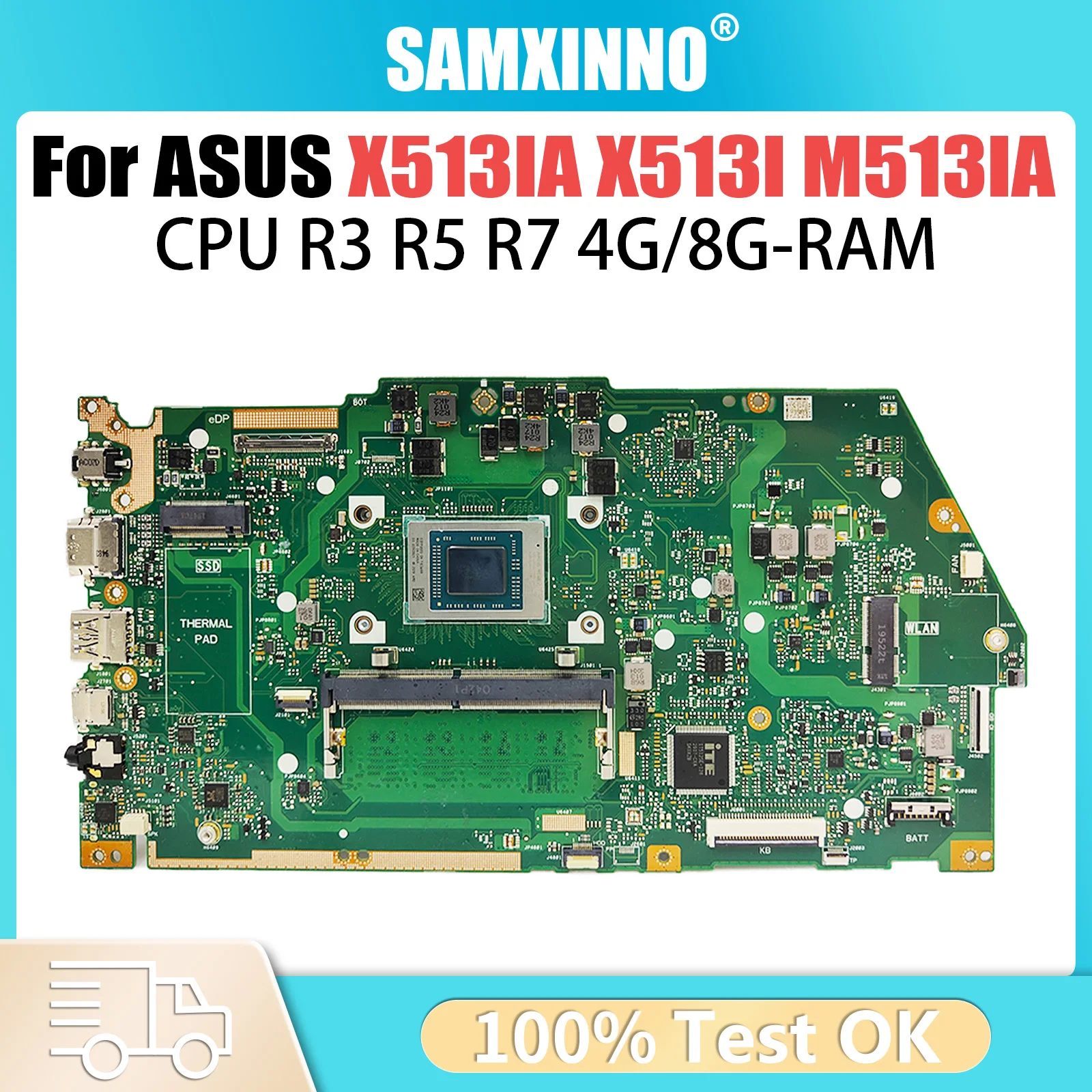 X513IA Mainboard For ASUS VivoBook X513I M513IA KM513IA Laptop Motherboard R5-4500U R7-4700U UMA 4GB/8GB-RAM 100% Working